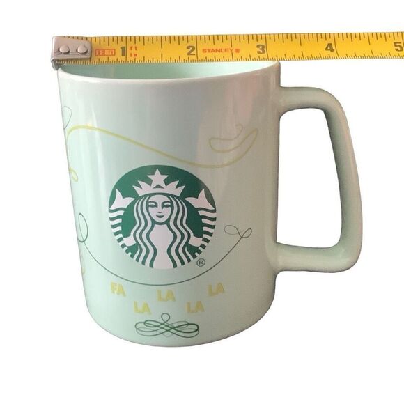 Pre Owned Starbucks 2020 Mint Green Holiday Fa La La La La Mug Cup 11 Oz X-Mas - Picture 11 of 12